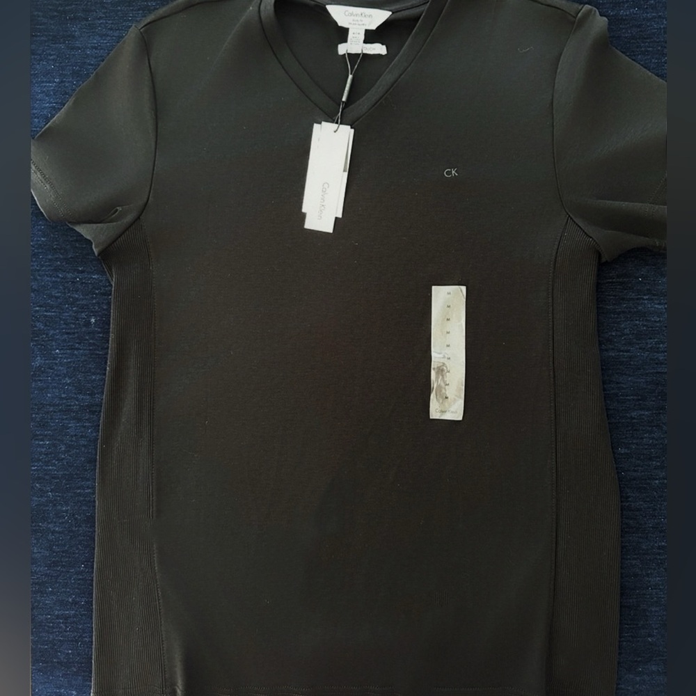 Calvin Klein Men's Charcoal V-Neck Tee